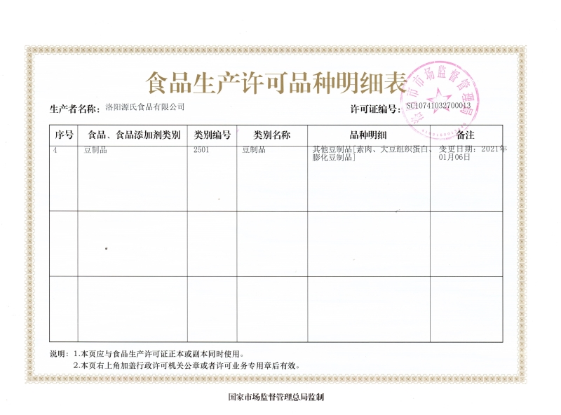 尊龙集团食物生产允许证及细节列表_尊龙集团
